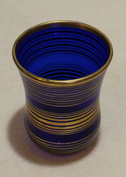 Cobalt glass tumbler with gold decoration