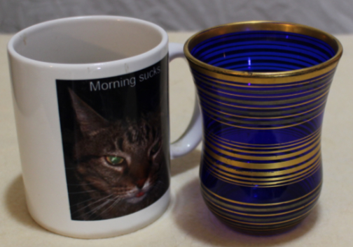 Cobalt glass tumbler with gold decoration