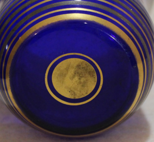 Cobalt glass tumbler with gold decoration