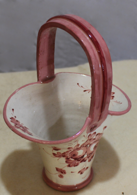 Hand painted Italian pottery basket