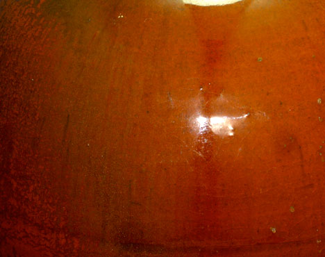 Orange Studio Pottery Vase, uranium glaze, detail photo