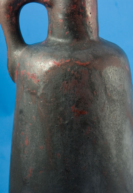 Otto Keramik Tall Jug with Red and Black Glaze, detail photo