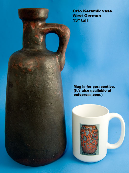 Otto Keramik Tall Jug with Red and Black Glaze