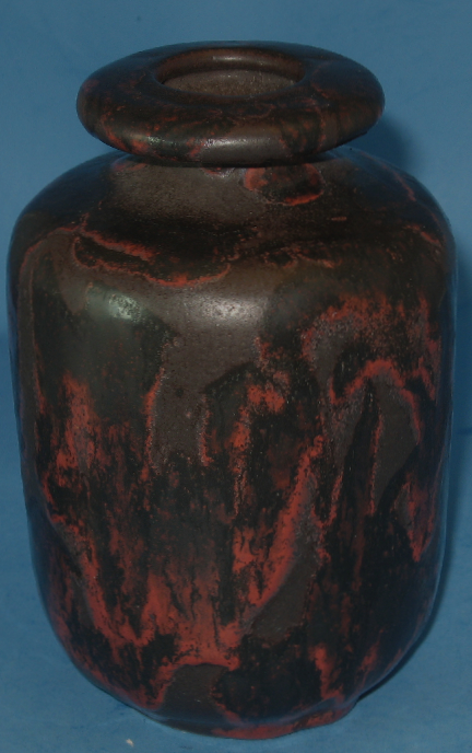 Otto Keramik Small Vase, Red and Black Glaze