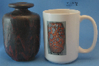 Otto Keramik Vase, Red and Black Glaze
