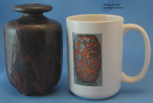 Otto Keramik Small Vase, Red and Black Glaze