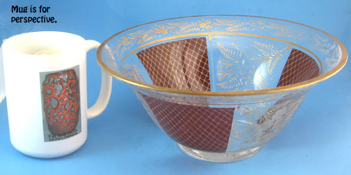 Glass bowl with floral cutting and ruby stain