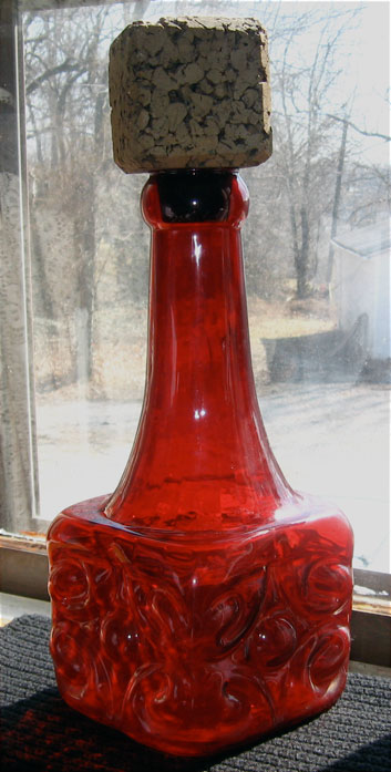 Giant Ruby Glass Bottle
                        with Cork Stopper