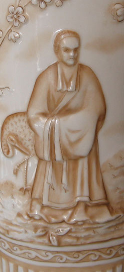 Royal Rudolstadt, Lazarus Straus vase detail