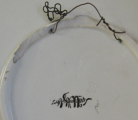 Sarreguemines Plaque with Metal Rim, mark