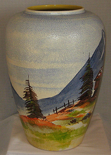 Scheurich Keramik Floor Vase, handpainted scene