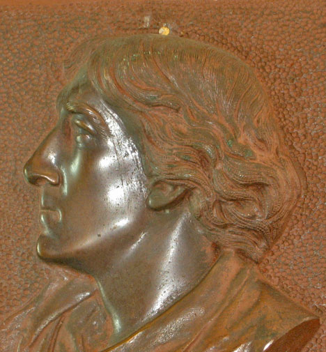 Bronze plaque with Henry Irving, detail