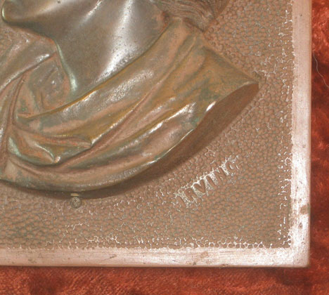Bronze plaque with Henry Irving, detail