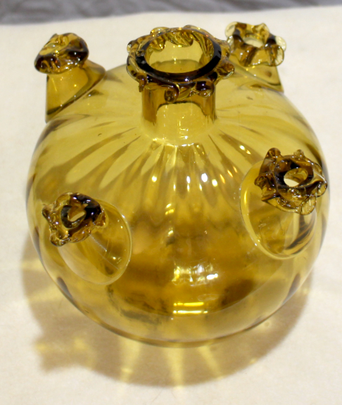 Amber Soffiato Five Spout Vase