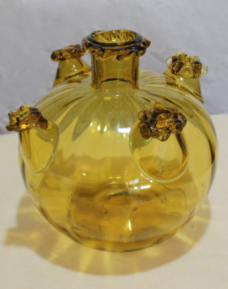 Amber Soffiato Five Spout Vase