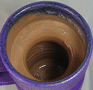 Purple Studio Pottery Vase, curdled glaze, detail photo
