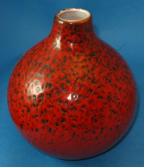 Waechtersbach Vase with Red over Black Volcanic Glaze